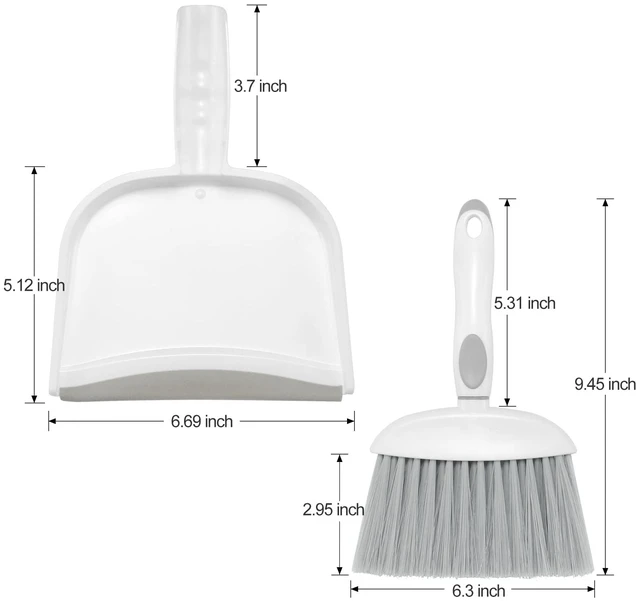 Alt view image 3 of 6 - NACENA Small Dust Pan and Brush Set, Mini Broom and Dustpan Set, White&Gray