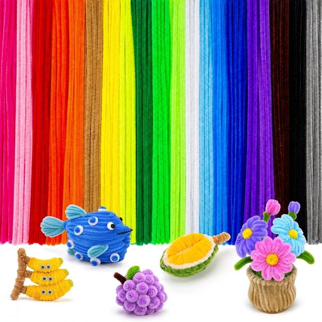Main image of Caydo 200PCS Thick Pipe Cleaners Craft, 20 Colors Chenille Stems