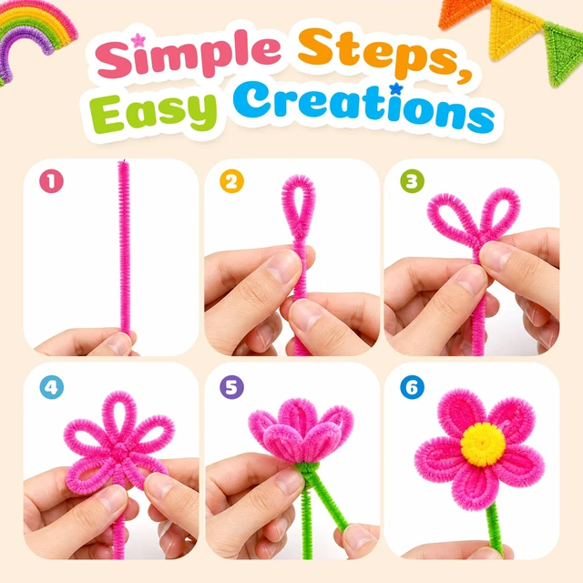 Alt view image 6 of 6 - Caydo 200PCS Thick Pipe Cleaners Craft, 20 Colors Chenille Stems