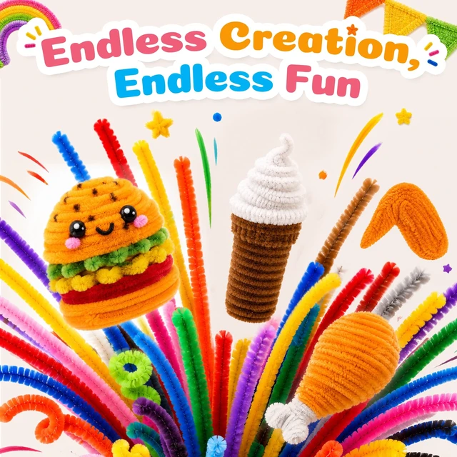 Alt view image 2 of 6 - Caydo 200PCS Thick Pipe Cleaners Craft, 20 Colors Chenille Stems