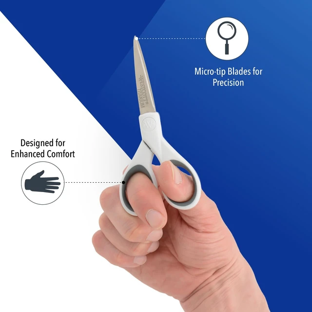 Alt view image 5 of 6 - Westcott 5-Inch Micro-Tip Fabric Scissors with Titanium-Bonded Blades - Craft Scissors for Paper and Fabric, Sewing, and More