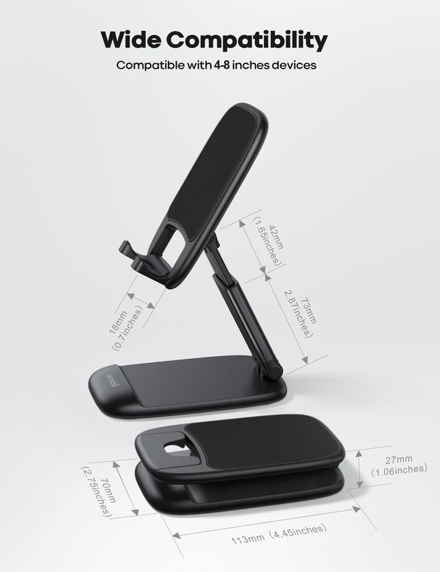 Alt view image 4 of 6 - Lamicall Cell Phone Stand for Desk, Height Angle Adjustable Phone Holder