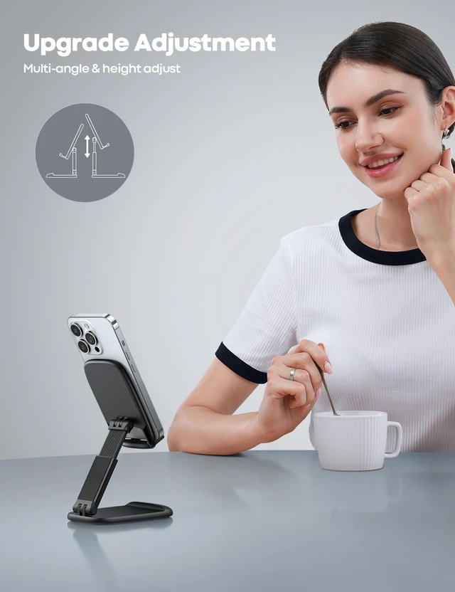 Alt view image 6 of 6 - Lamicall Cell Phone Stand for Desk, Height Angle Adjustable Phone Holder