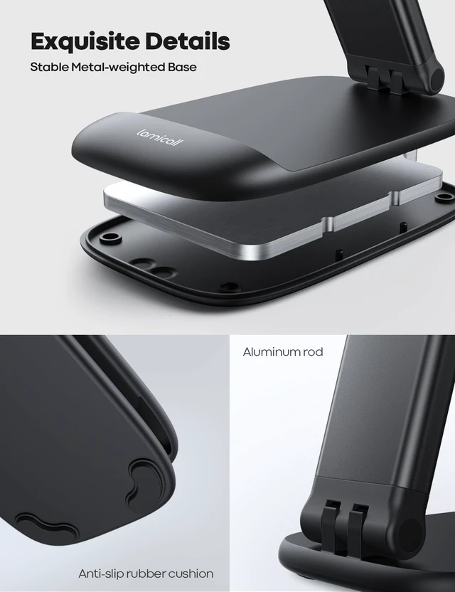 Alt view image 5 of 6 - Lamicall Cell Phone Stand for Desk, Height Angle Adjustable Phone Holder