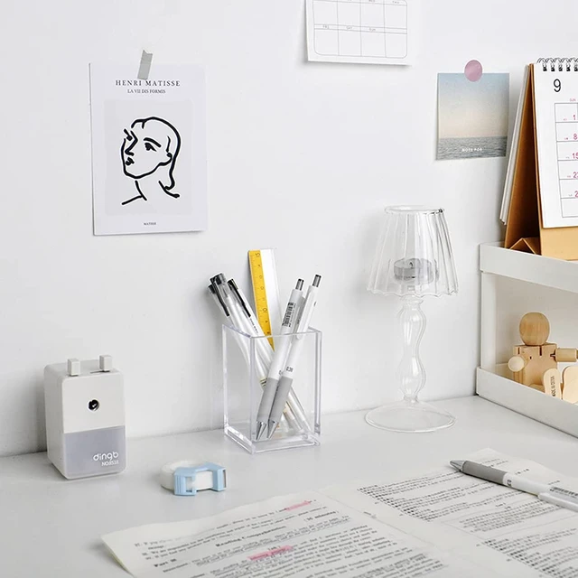 Alt view image 2 of 6 - HSYMQ Clear Acrylic Pencil Pen Holder Cup, Clear Makeup Brush Holder, Acrylic Desk Accessories, Stationery Organizer for Office Desk Accessory