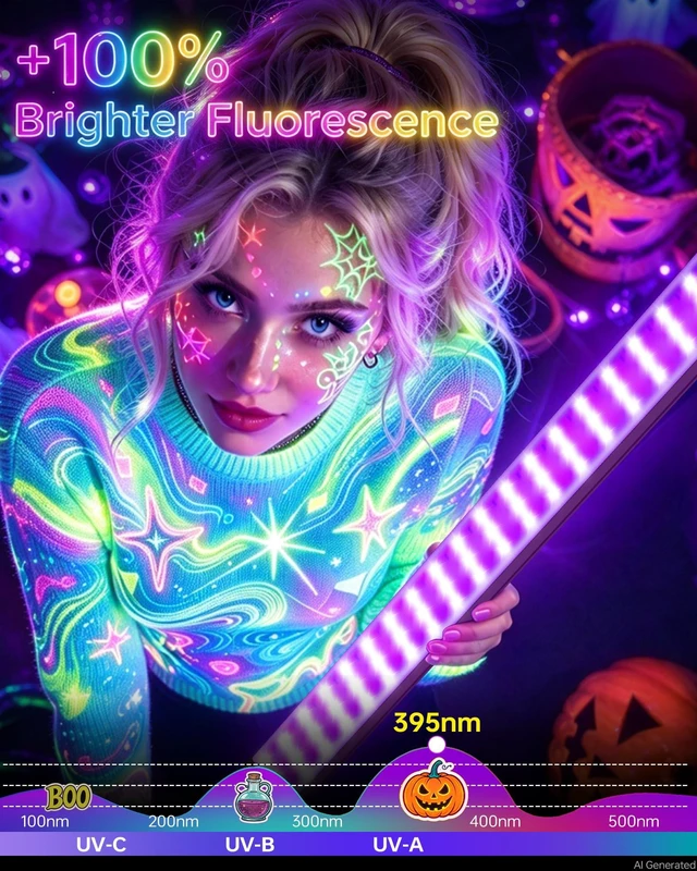 Alt view image 4 of 6 - Black Light Bar 1FT with 6ft USB Cord, 385-400nm for Uranium Glass, 2 Pack