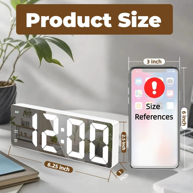 Alt view image 4 of 6 - Small Digital Alarm Clock, White Digit