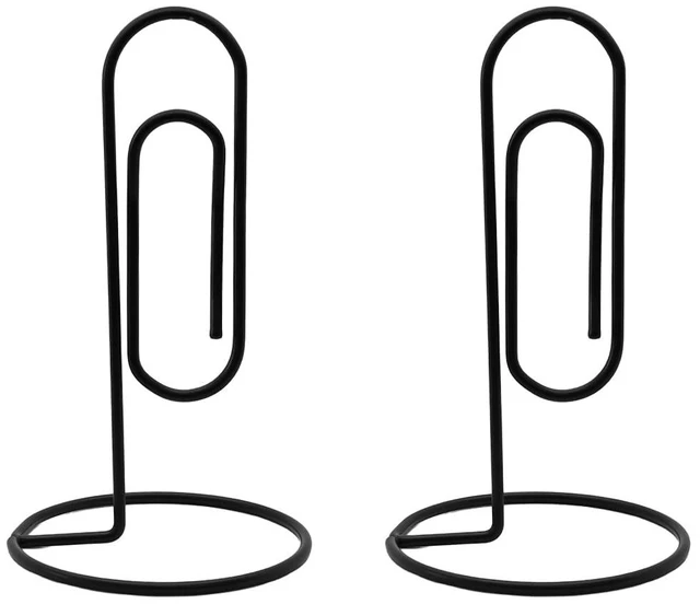 Main image of 2PCS Desk Paper Clip Memo Holder Stand, Office Note Organizer, Table Card Photo Stand, Desktop Accessory for Letter, Bill, Document Storage, Message Display, Home and Office Use Black