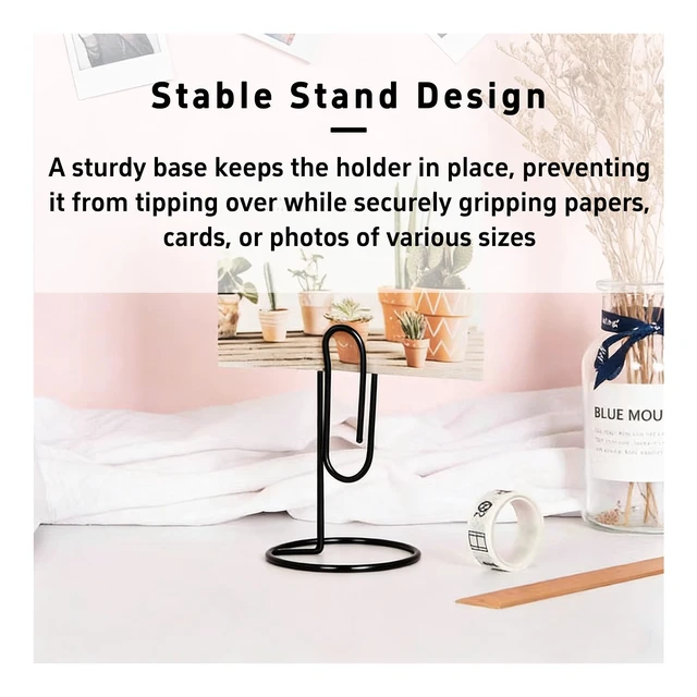 Alt view image 3 of 7 - 2PCS Desk Paper Clip Memo Holder Stand, Office Note Organizer, Table Card Photo Stand, Desktop Accessory for Letter, Bill, Document Storage, Message Display, Home and Office Use Black