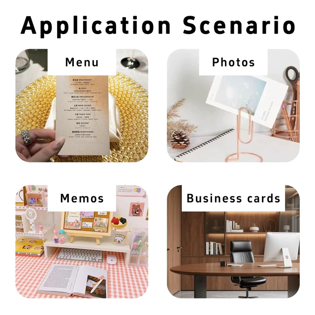 Alt view image 6 of 7 - 2PCS Desk Paper Clip Memo Holder Stand, Office Note Organizer, Table Card Photo Stand, Desktop Accessory for Letter, Bill, Document Storage, Message Display, Home and Office Use Black