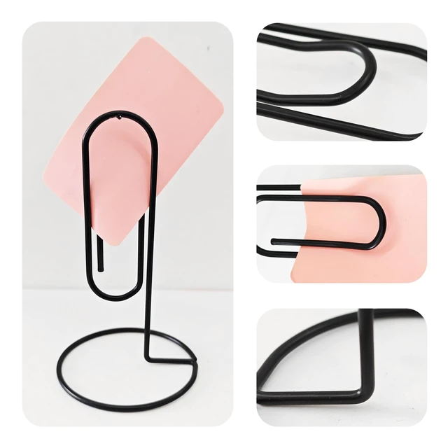 Alt view image 7 of 7 - 2PCS Desk Paper Clip Memo Holder Stand, Office Note Organizer, Table Card Photo Stand, Desktop Accessory for Letter, Bill, Document Storage, Message Display, Home and Office Use Black