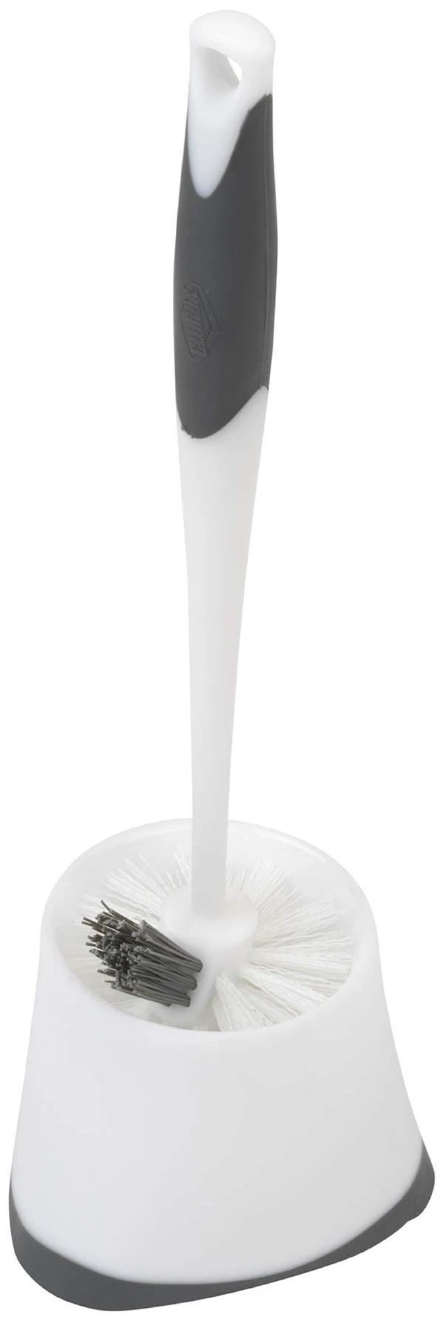 Main image of Clorox Corner Toilet Bowl Brush with Under Rim Scrubber, Includes Corner Storage Caddy, White
