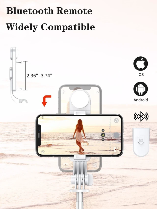Alt view image 4 of 6 - Selfie Stick Tripod with Wireless Remote, 46'' Cellphone Selfie Stick Tripod with LED Fill Light, for iPhone 16/15/14/14 pro/13/13 Pro/12/11/11 Pro/XS Max/XS/XR/X/8/7 and Android Smartphone(Upgrade)