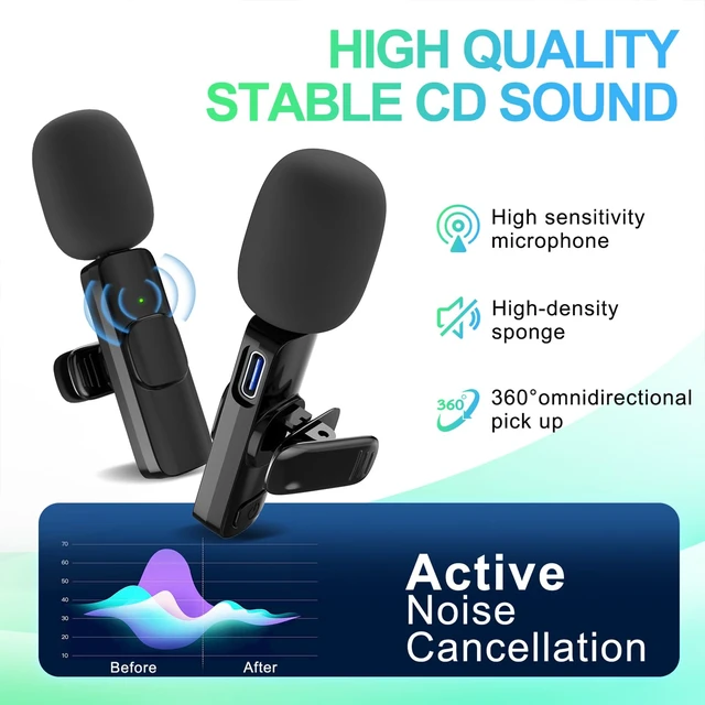 Alt view image 6 of 6 - JUDKIOM 2 Pack Wireless Lavalier Microphone, Professional Lapel Mics, Wireless Mic Plug-Play, Lapel Microphone for Video Recording Interview Vlog YouTube TikTok(for iPhone 14 and Below)