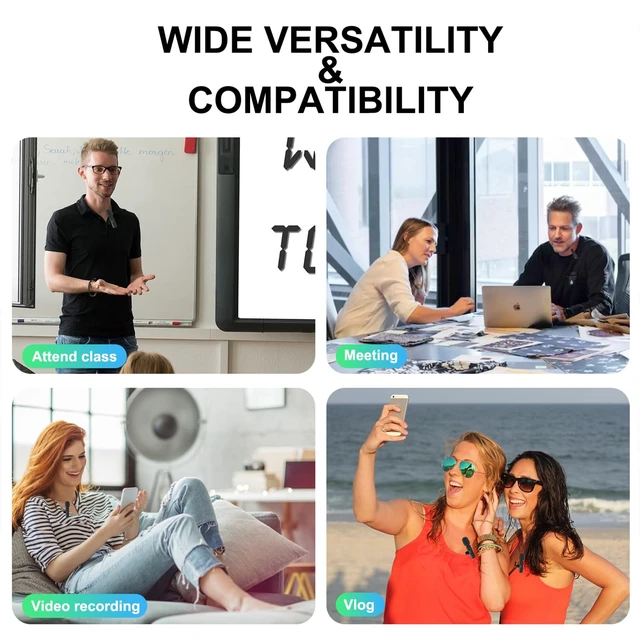 Alt view image 3 of 6 - JUDKIOM 2 Pack Wireless Lavalier Microphone, Professional Lapel Mics, Wireless Mic Plug-Play, Lapel Microphone for Video Recording Interview Vlog YouTube TikTok(for iPhone 14 and Below)