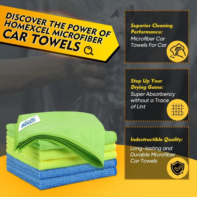 Alt view image 4 of 6 - HOMEXCEL Microfiber Cleaning Cloth 6 Pack, 12.5 x 12.5 Inch Microfiber Towels for Cars, Ultra Absorbent Cleaning Rags, Lint Free Cleaning Towels for Household, Kitchen, Window, and Car, Multicolor