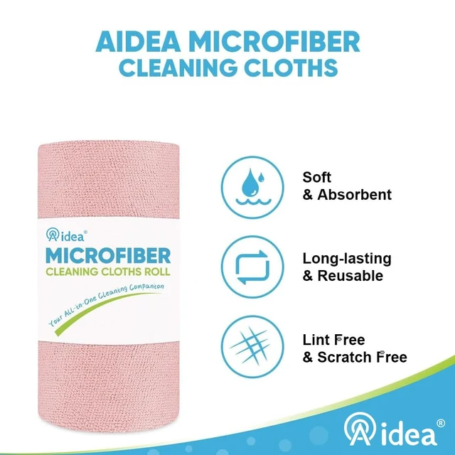 Alt view image 5 of 6 - AIDEA Microfiber Cleaning Cloth Roll-55 Sheets, Pink Towels, 11×9"