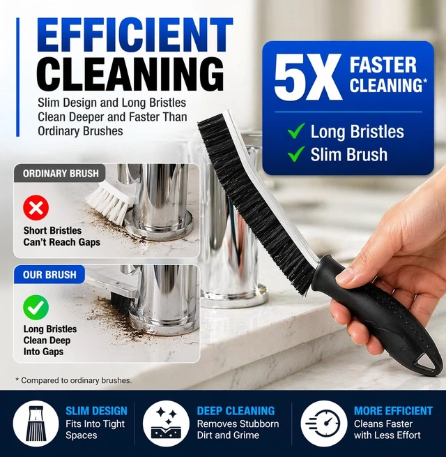Alt view image 3 of 7 - Cadley Cleaning Brush Set of 6, Cleaning Brushes for Household Use, Grout Cleaner Brush with Long Handle, Gap Cleaning Tool, Hard Bristle Brushes for Bathroom, Kitchen & Home Essentials