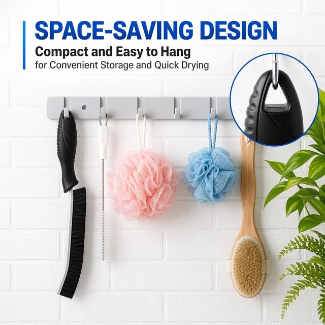 Alt view image 6 of 7 - Cadley Cleaning Brush Set of 6, Cleaning Brushes for Household Use, Grout Cleaner Brush with Long Handle, Gap Cleaning Tool, Hard Bristle Brushes for Bathroom, Kitchen & Home Essentials