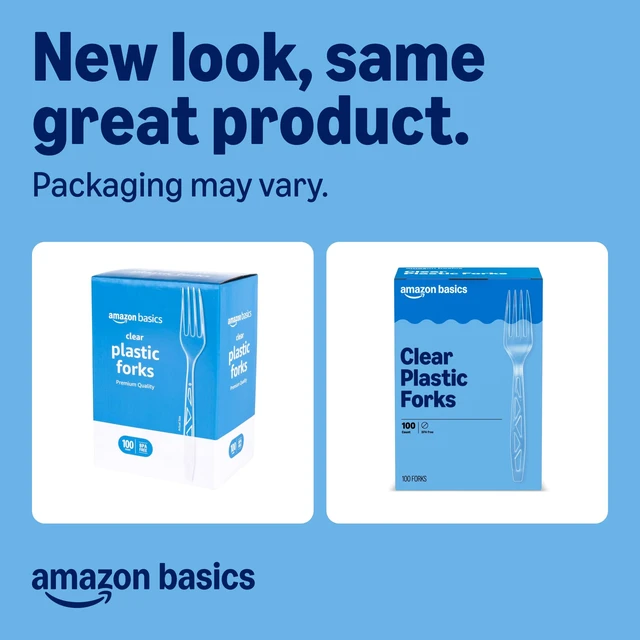 Alt view image 2 of 5 - Amazon Basics Disposable Clear Plastic Forks, Premium Quality, 100 Count, Large Pack, Packaging May Vary