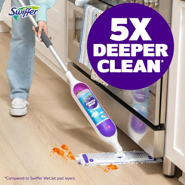 Alt view image 2 of 6 - Swiffer PowerMop Liquid Floor Cleaner Refills, Solution for Power Mop, Fresh Scent, 2 Count Mopping Fluid Replacement Bottle, Spray Mops Cleaning Juice, No Bucket Needed, Multi-Surface and Wood