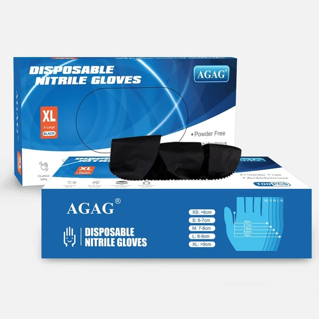 Alt view image 4 of 5 - AGAG Nitrile Gloves Black Cooking Gloves 100PCs 5mil Ultra Strong Cleaning Gloves, Powder & Latex Free For Daily Use