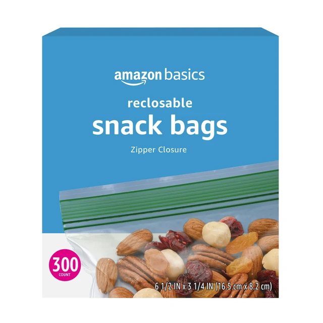 Alt view image 2 of 4 - Amazon Basics Reclosable Food Storage Snack Bags, 300 Count