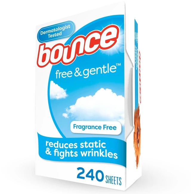 Main image of Bounce Free & Gentle Dryer Sheets, Unscented, 240 Count