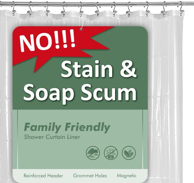 Alt view image 3 of 7 - Barossa Design Oeko-tex Certified Shower Curtain Liner Standard Size, Clear