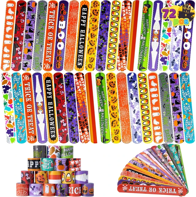 Main image of JOYIN 72 PCS Halloween Slap Bracelets for Kids, Halloween Bracelets Bulk for Girls Boys Gifts, Friendship Snap Bracelet for Halloween Party Favors Goodie Bag Fillers, Classroom Favors