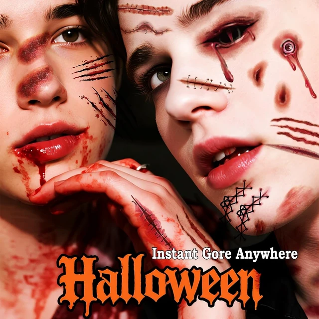 Alt view image 6 of 6 - 121Pcs Zombie SFX Scar Stickers for Halloween Cosplay Costume Makeup