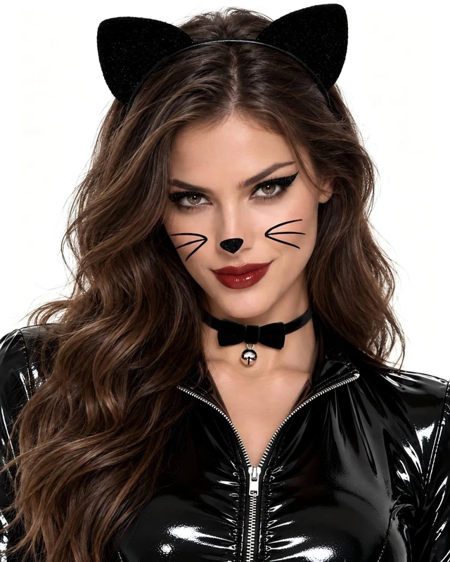 Alt view image 3 of 7 - MUKOSEL Cat Ears Headband, Bell Collar Cat Face Stickers Cat Costumes Women