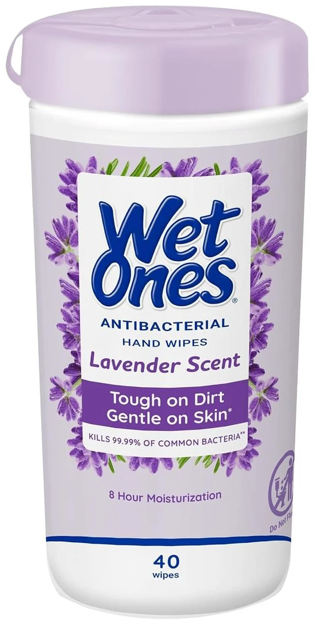 Main image of Wet Ones Antibacterial Hand Wipes, Lavender, 40 ct Canister (Pack of 1)