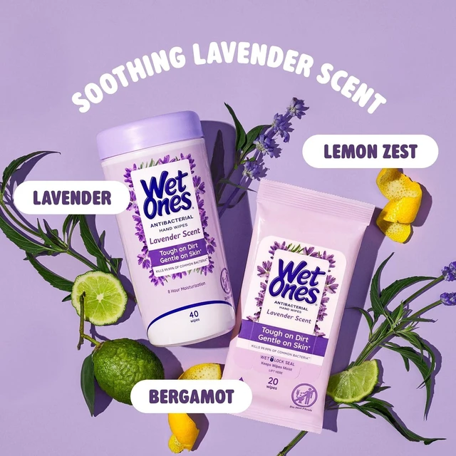 Alt view image 5 of 6 - Wet Ones Antibacterial Hand Wipes, Lavender, 40 ct Canister (Pack of 1)