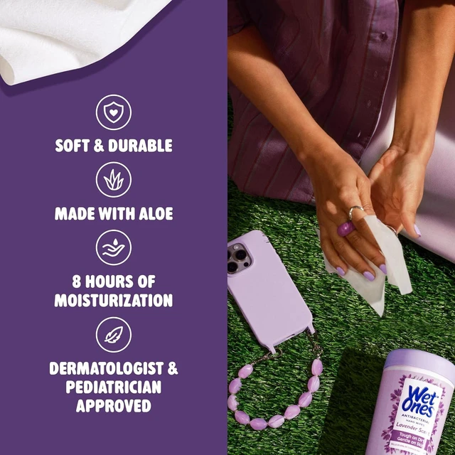 Alt view image 4 of 6 - Wet Ones Antibacterial Hand Wipes, Lavender, 40 ct Canister (Pack of 1)