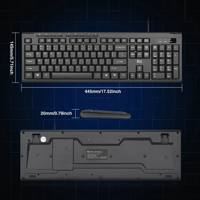 Alt view image 5 of 7 - Rii RK907 Ultra-Slim Compact USB Wired Keyboard for MAC and PC-Black(1PCS)