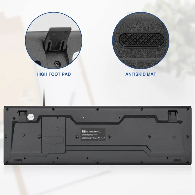 Alt view image 3 of 7 - Rii RK907 Ultra-Slim Compact USB Wired Keyboard for MAC and PC-Black(1PCS)