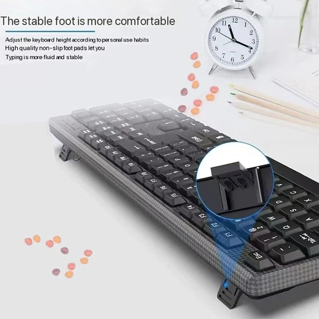 Alt view image 5 of 5 - Guiheng Wired Computer Keyboard, Plug Play USB, Large Number Pad, LED Indicators,Ergonomic, Foldable Stands,Anti-Wear Letters Full Size Keyboard,for Windows Mac PC Laptop-Black