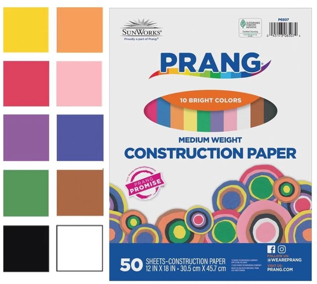 Alt view image 6 of 6 - Prang (Formerly SunWorks) Construction Paper, 10 Assorted Colors, 12" x 18", 50 Sheets