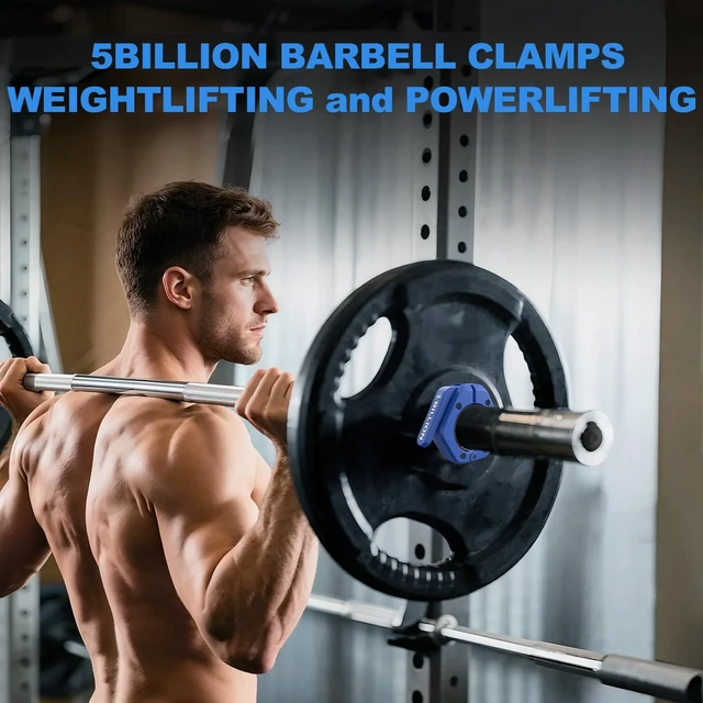 Alt view image 5 of 7 - Olympic Barbell Clamps 2 inch Barbell Clips (Pair) Barbell Collars for Secure Weightlifting Quick Release Weight Clips for Bars with Anti-Slip TPR Lining at Home or Gym Clips (Blue)