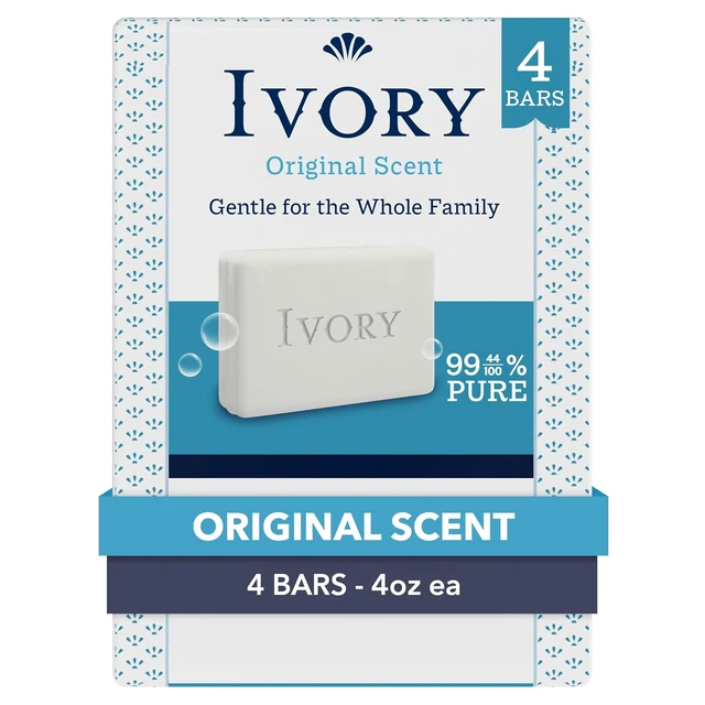 Main image of Ivory Bar Soap Designed for Whole Family, Original Scent, 4.0 oz 4 Count