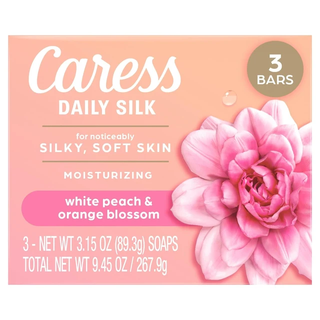 Main image of Caress Daily Silk Cleansing Bar Moisturizing Body Soap for Soft, Silky Skin with Monoi, Tuberose & Coconut Fragrance 3.15 oz, 3 Bars