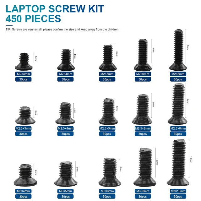 Alt view image 5 of 6 - NINDEJIN Laptop Computer Screw Kit, M2 M2.5 M3 Countersunk Flat Head Phillips Mini Screws Set, Replacement Part Electronic Repair Accessories