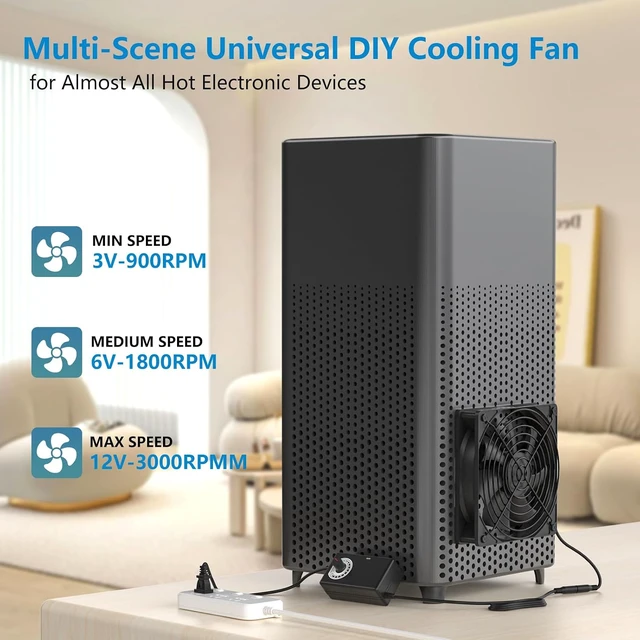 Alt view image 4 of 6 - Computer Fan with AC Plug, AC 100-240V Vriable Speed Fan
