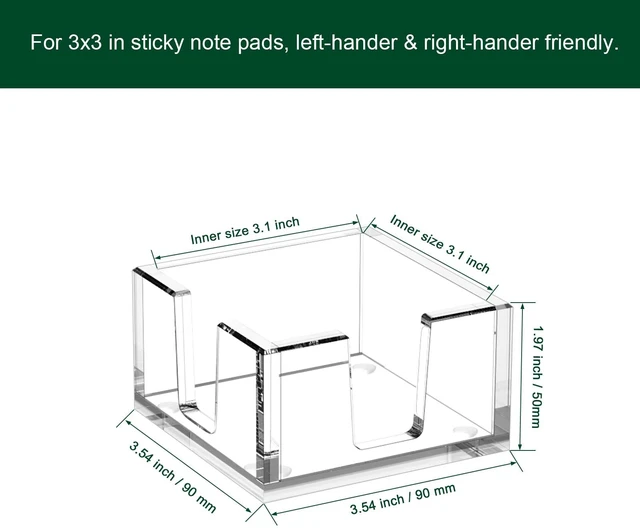 Alt view image 2 of 6 - Acrylic Sticky Note Holder, Self-Stick Note Pad Holder W/O Pads - Note Dispenser Memo Pad Holder Desk Organizer for School Office Home (3''x3'' Clear)