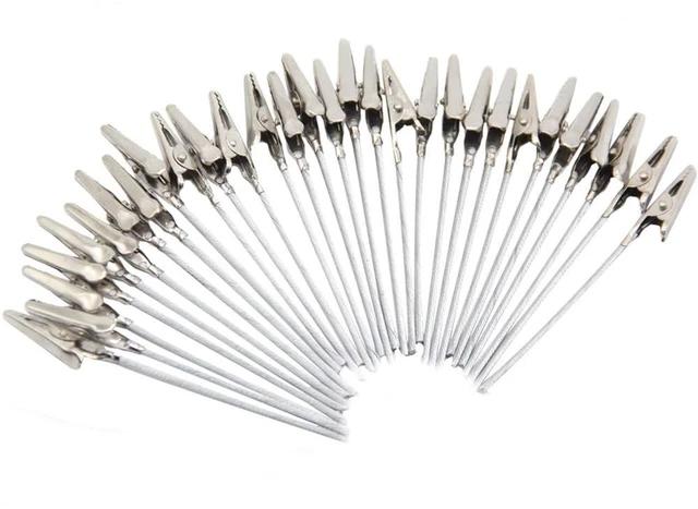 Main image of H&W 50 Pack Metal Wire Alligator Clamp, 4'' Long-Tailed Alligator Iron Clip