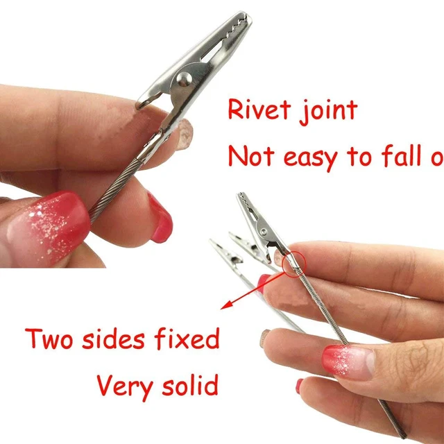 Alt view image 5 of 6 - H&W 50 Pack Metal Wire Alligator Clamp, 4'' Long-Tailed Alligator Iron Clip