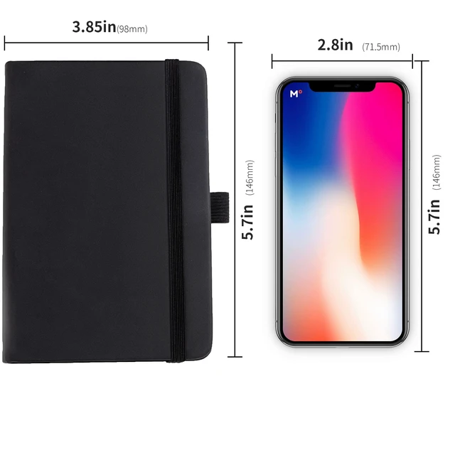Alt view image 2 of 7 - 2Pack Pocket Notebook Small Notebook Journal Notebook 4 inches x 5.7 inches 200 Pages Leather Cover With Pen Holder Page Marker Ribbons(Black)