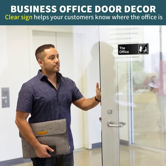 Alt view image 5 of 6 - The Office Sign, 9 × 3 Inch Main Official Self Adhesive Office Sign for Door or Wall, Easy Installation, Premium Acrylic Design for Your Home Office/Business, Best Gift for Fans of The Office