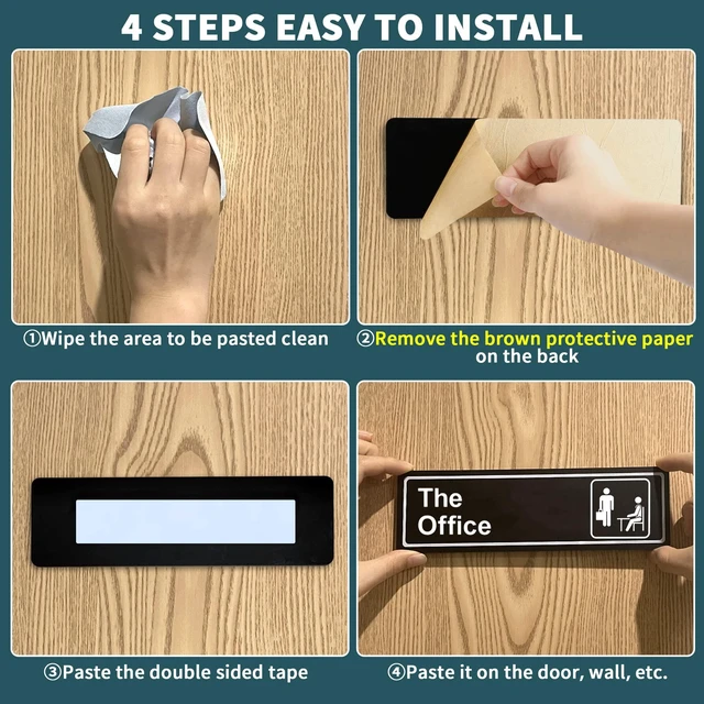 Alt view image 4 of 6 - The Office Sign, 9 × 3 Inch Main Official Self Adhesive Office Sign for Door or Wall, Easy Installation, Premium Acrylic Design for Your Home Office/Business, Best Gift for Fans of The Office
